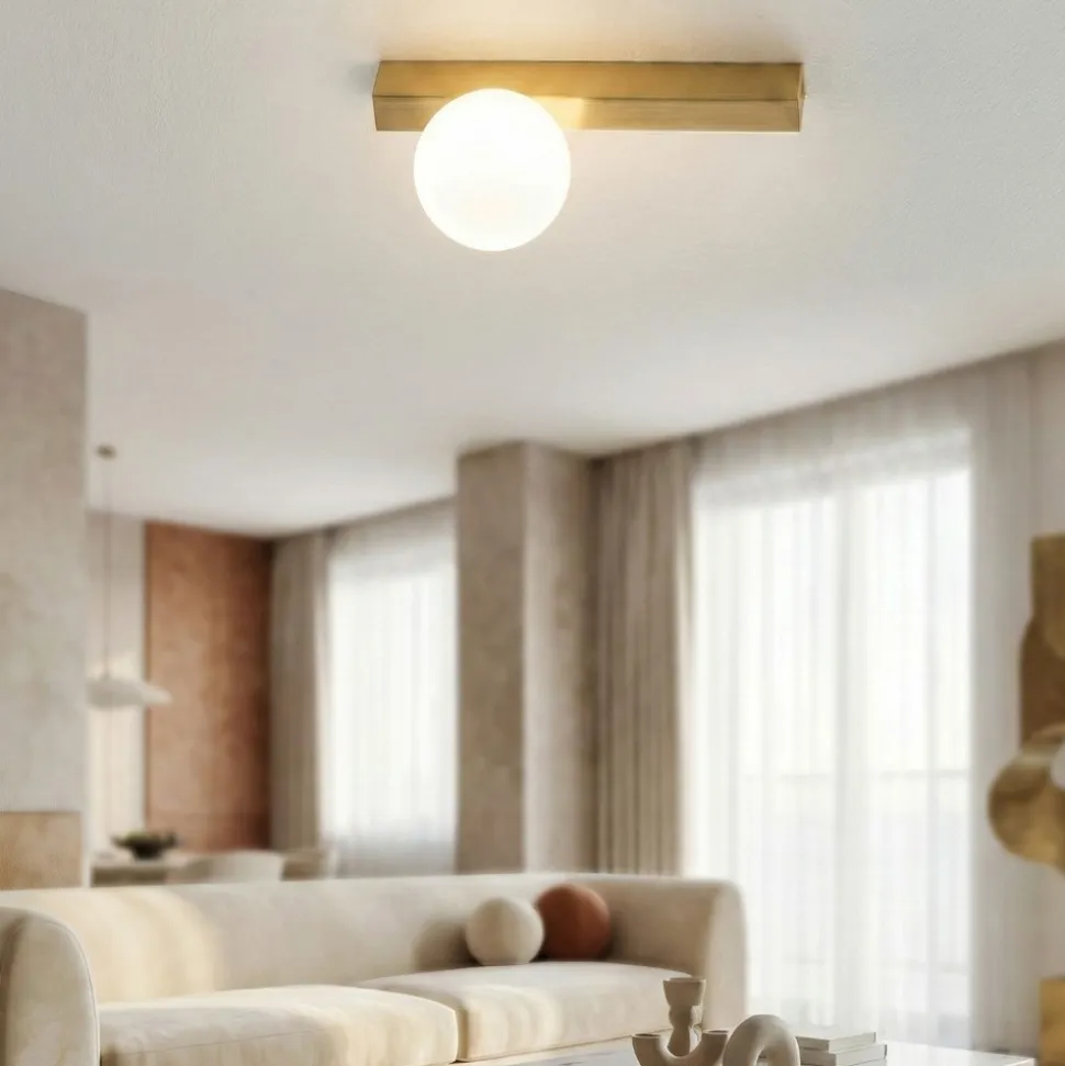 Plafoniera oro sfera bianca moderna snooky perenz illuminazione