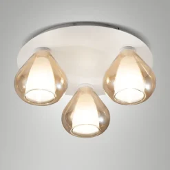 Plafoniera per camera da letto con vetri ambra moderna fabas luce lila