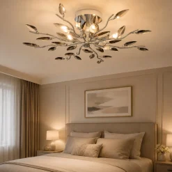Plafoniera per camera da letto cromo cristalli fume affralux