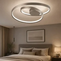 Plafoniera per camera da letto led cct spazzolato ritmo grigio perenz