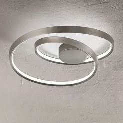 Plafoniera per camera da letto led cct spazzolato ritmo grigio perenz