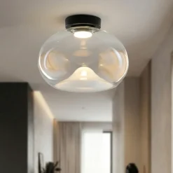 Plafoniera per camera da letto di vetro trasparente brena fabas luce