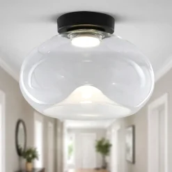 Plafoniera per camera da letto di vetro trasparente brena fabas luce