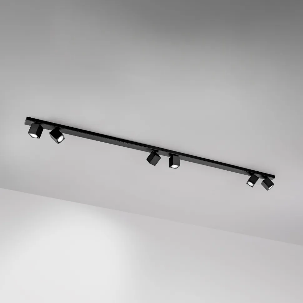 Plafoniera per cucina 200cm con spot orientabili nera oddy perenz
