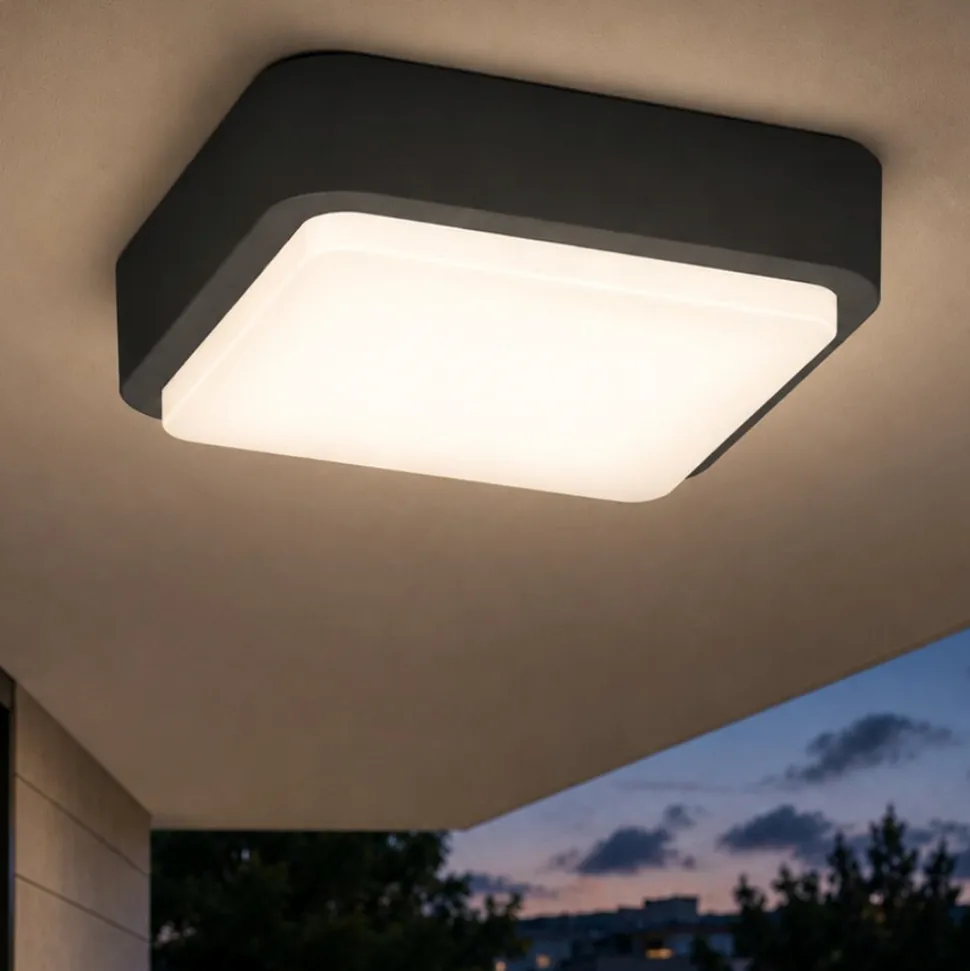 Plafoniera per esterni quadrata antracite top light irvine