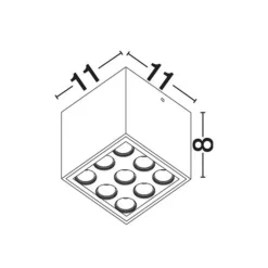 Plafoniera per esterno cubo antracite led 17w 3000k