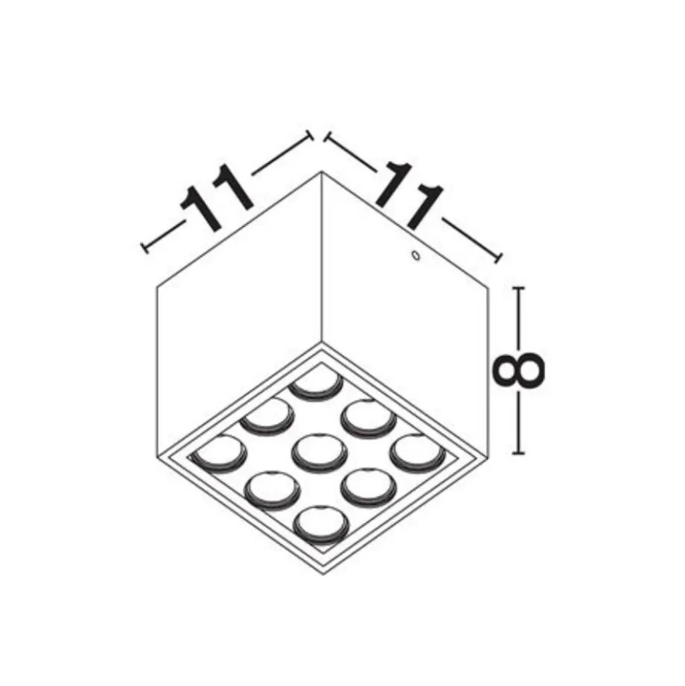 Plafoniera per esterno cubo antracite led 17w 3000k
