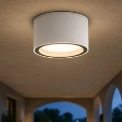 Plafoniera per esterno da soffitto bianco tondo