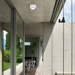 Plafoniera per esterno da soffitto bianco tondo