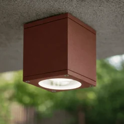 Plafoniera per esterno da soffitto ip65 corten up perenz gx53