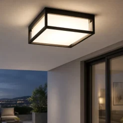 Plafoniera per esterno moderna gea luce ip65 antracite led cct