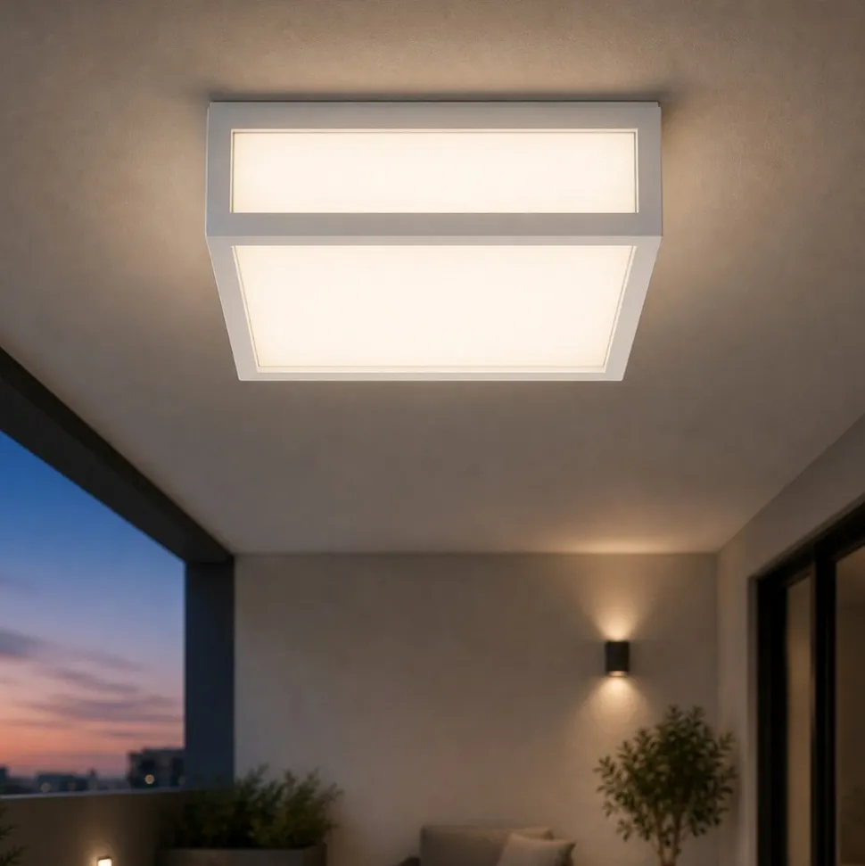 Plafoniera per esterno quadrata bianca led 14w 3000k