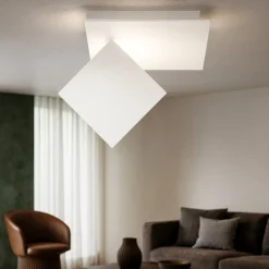 Plafoniera per soggiorno moderno post bianca led 48w 3000k perenz
