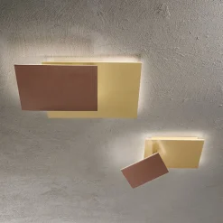 Plafoniera post perenz illuminazione led 48w 3000k marrone oro moderna