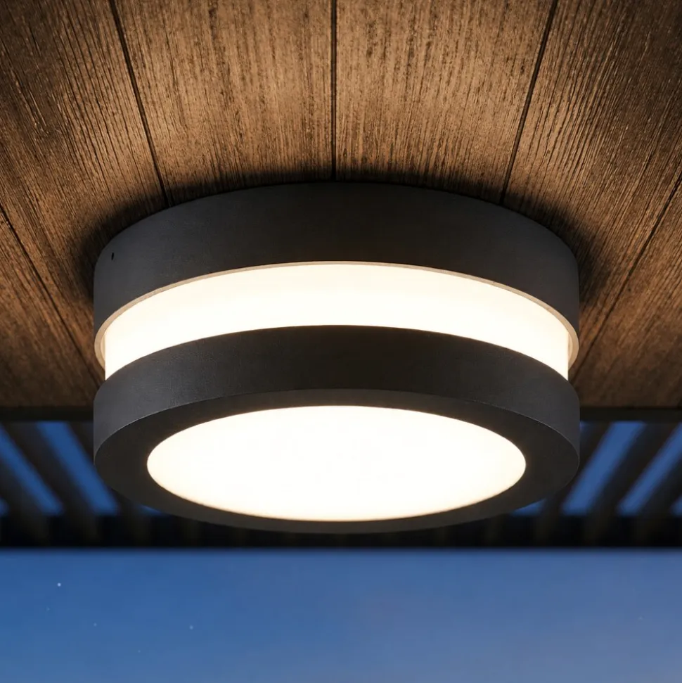 Plafoniera rotonda antracite per esterno balcone top light soho