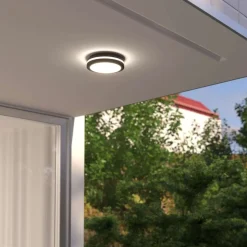Plafoniera rotonda antracite per esterno balcone top light soho