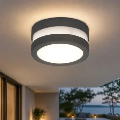 Plafoniera rotonda antracite per esterno balcone top light soho