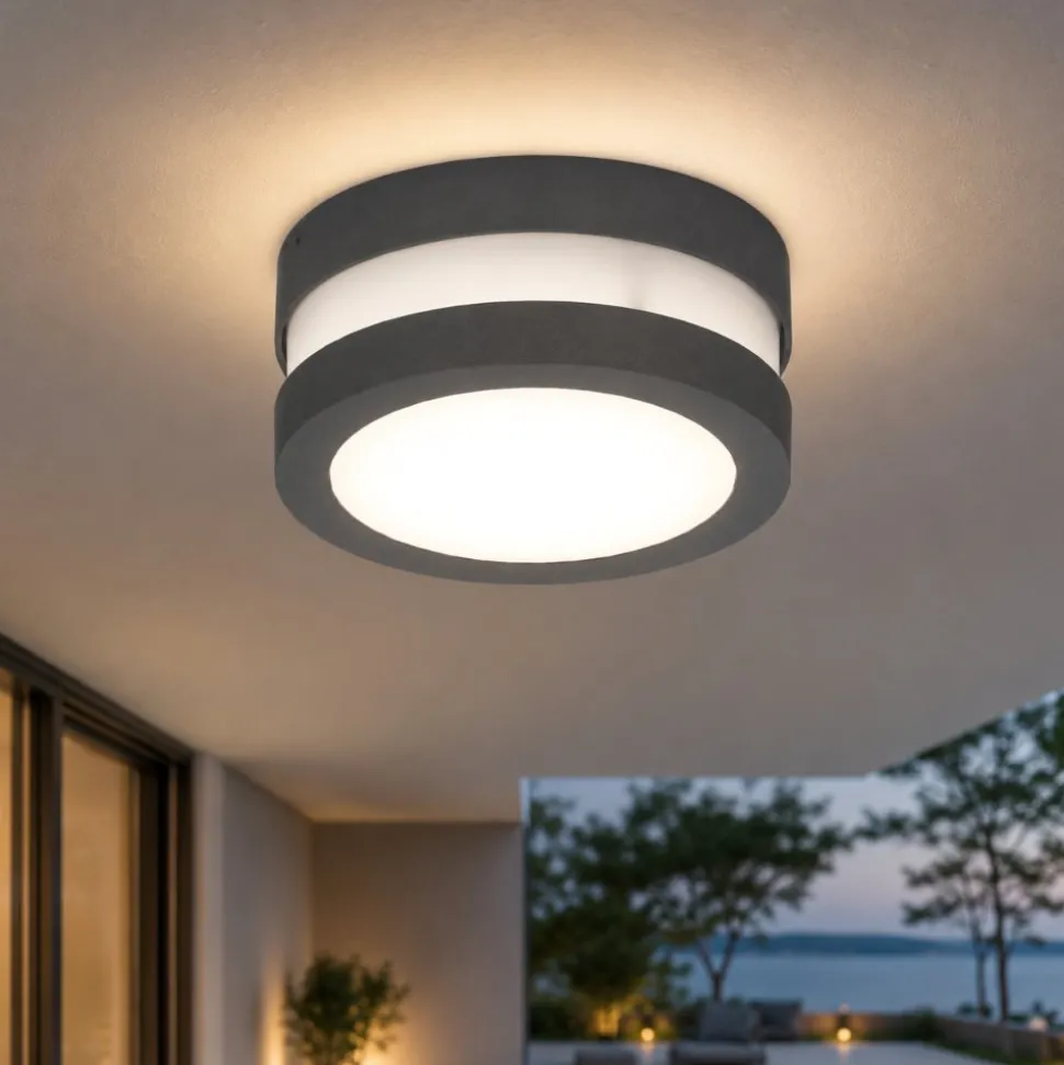 Plafoniera rotonda antracite per esterno balcone top light soho