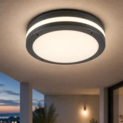 Plafoniera rotonda per esterno moderna antracite 11w 3000k