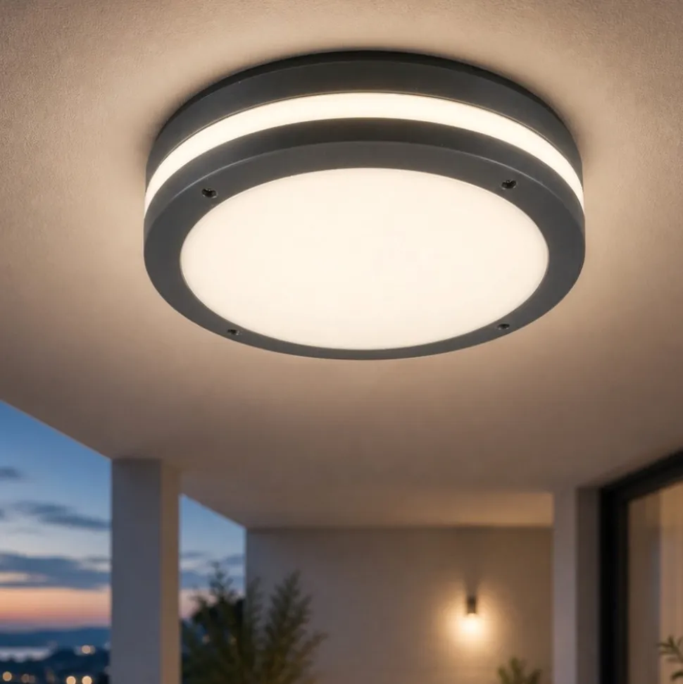 Plafoniera rotonda per esterno moderna antracite 11w 3000k