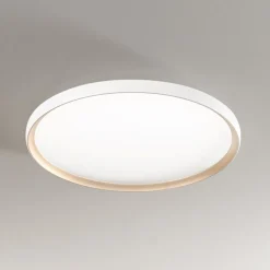 Plafoniera tonda halo led 40w cct bianco oro perenz moderna