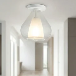 Plafoniera vetro trasparente fabas luce lila
