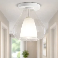 Plafoniera vetro trasparente fabas luce lila