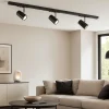 Plafoniera a binario nero 3 spot led orientabili monofase fp