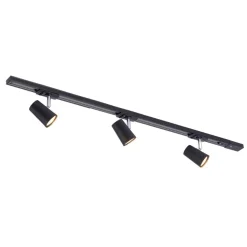 Plafoniera a binario nero 3 spot led orientabili monofase fp