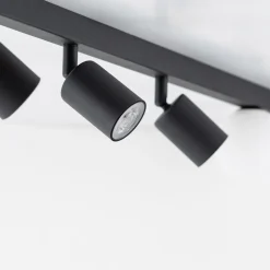 Plafoniera binario 180cm con faretti orientabili nera per cucina moderna