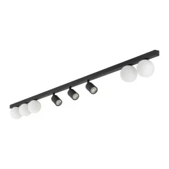 Plafoniera binario 180cm con faretti orientabili nera per cucina moderna