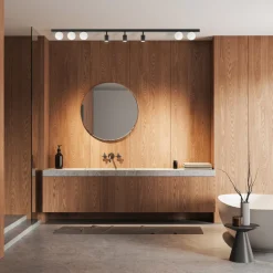 Plafoniera binario 180cm con faretti orientabili nera per cucina moderna