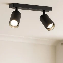 Plafoniera con 2 faretti orientabili nera