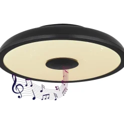 Plafoniera da bagno bluetooth led rgb nera con cassa e telecomando