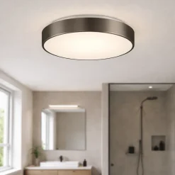 Plafoniera da bagno rotonda 26cm grigio nichel