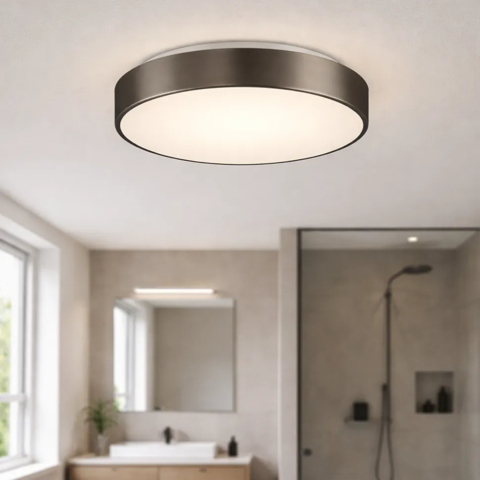 Plafoniera da bagno rotonda 26cm grigio nichel