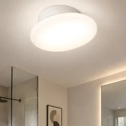 Plafoniera da bagno 5w 3000k vetro bianco ip44 dynamic stilnovo