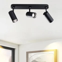 Plafoniera da cucina con 3 faretti led neri orientabili isyluce