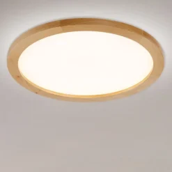 Plafoniera di legno rotonda led 45w cct stile scandinavo