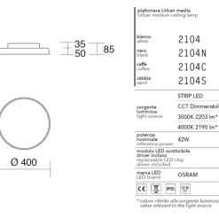 Plafoniera isyluce marrone led 42w 3000k 4000k dimmerabile