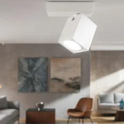 Plafoniera lampada da soffitto bianca orientabile squadrata oddy perenz