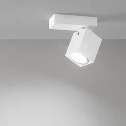 Plafoniera lampada da soffitto bianca orientabile squadrata oddy perenz