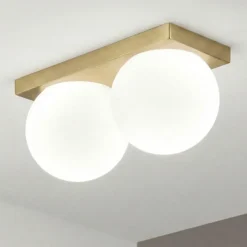 Plafoniera led oro ottone brunito sfere di vetro dot perenz