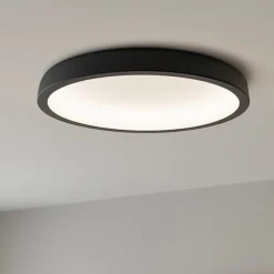Plafoniera led rotonda bianca e nera per soggiorno reflexio stilnovo