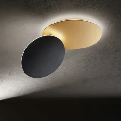 Plafoniera moderna drum oro nero led 43w 3000k perenz