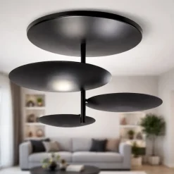 Plafoniera moderna nera per soggiorno fabas luce simplon