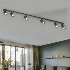 Plafoniera nera da cucina con 6 faretti orientabili isyluce