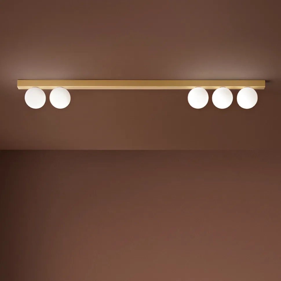 Plafoniera oro con sfere per salotto moderno snooky perenz