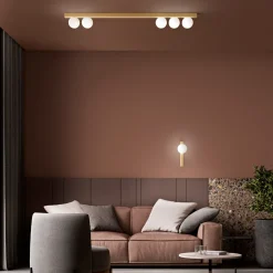 Plafoniera oro con sfere per salotto moderno snooky perenz