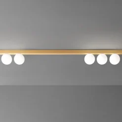 Plafoniera oro con sfere per salotto moderno snooky perenz
